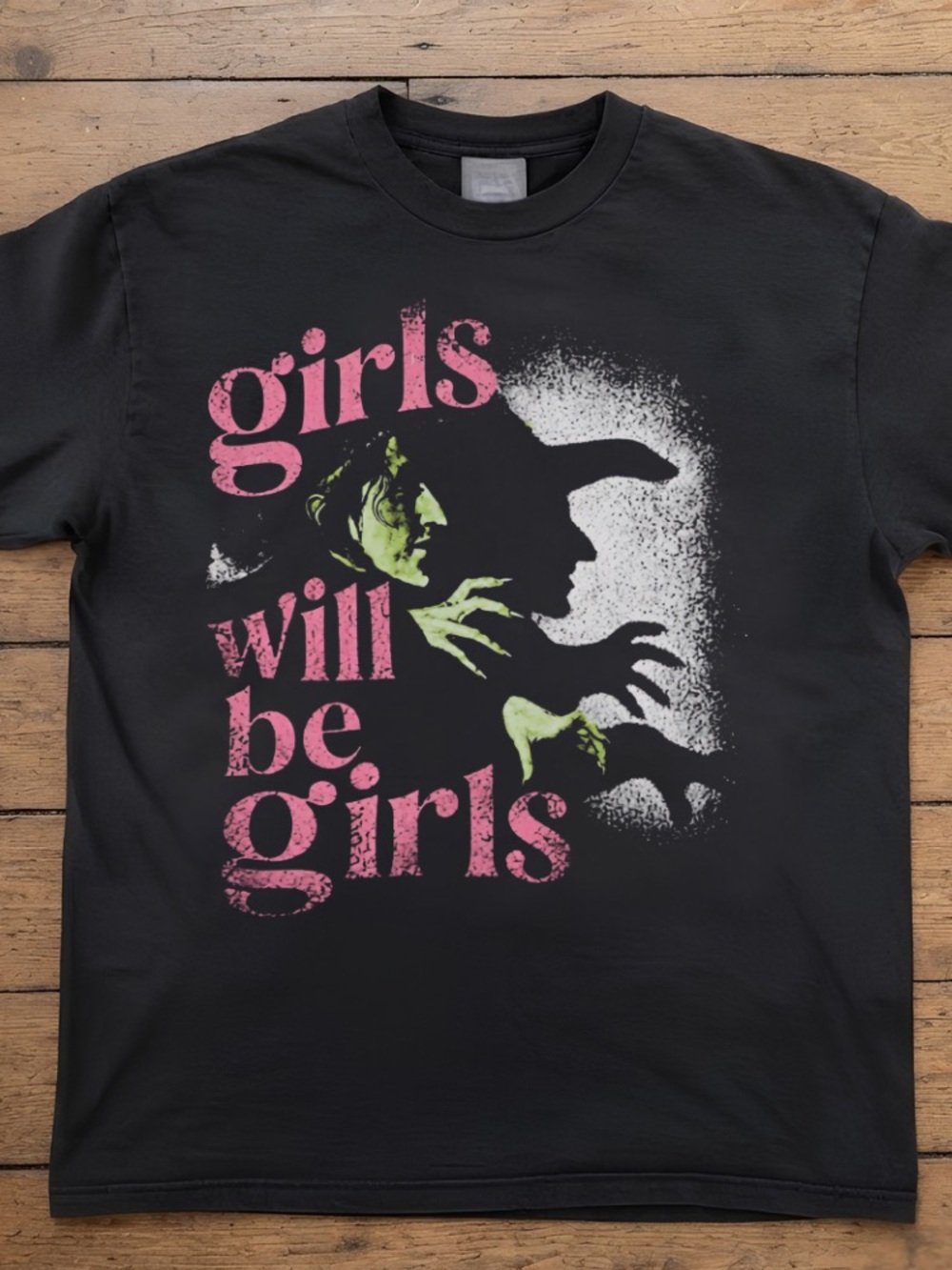 Girls Will Be Girls Wicked Witch Halloween Vintage Black T-Shirt
